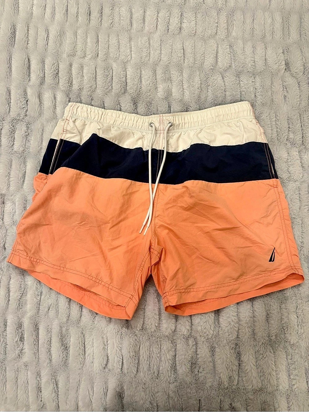 Nautica Colorblock Quick-Dry Swim Trunks Orange & Navy XL